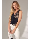 Elegant blouse with lace, black PR95011 - Online store - Boutique